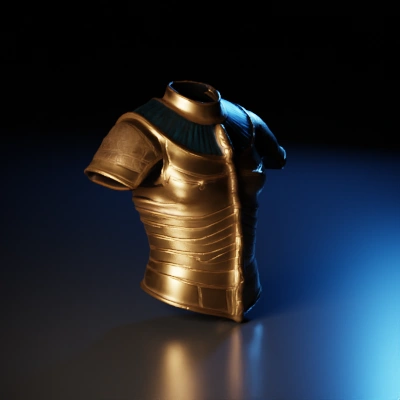 Ancient armor torso piece with intricate design.
