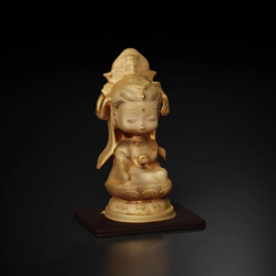 Buddha statue, intricate details, meditating seated posture.