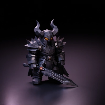 Armored dark knight with large sword.
