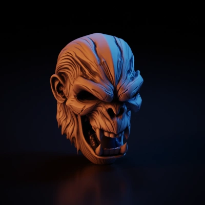 3D model of a monstrous face.