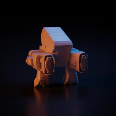 Giant battle-ready mech head.