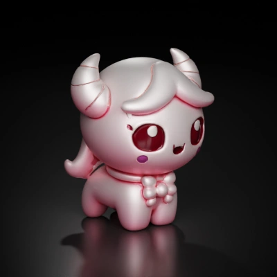Cute cartoon character with horns, chibi style.