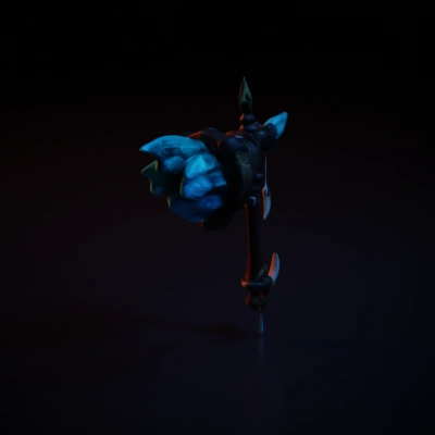 Large crystal hammer, steampunk design, fantasy weapon.