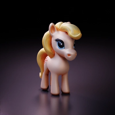 Cute cartoonish pony with large eyes.
