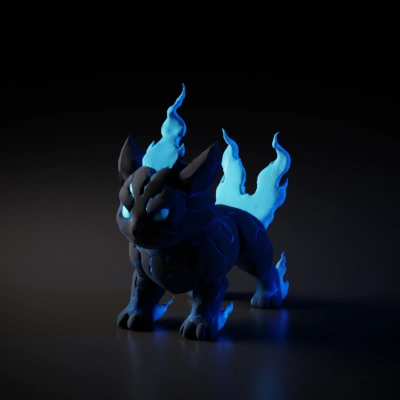Small elemental creature with blue flames.
