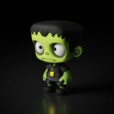 cartoonish green monster figure.