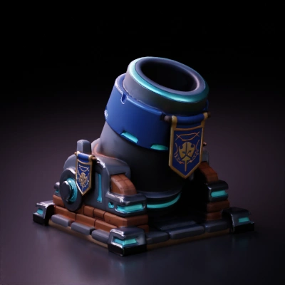 A fantasy-themed cannon structure.