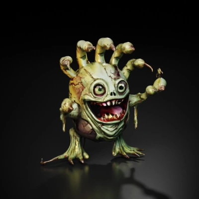 Monstrous creature with multiple eyes and claws.
