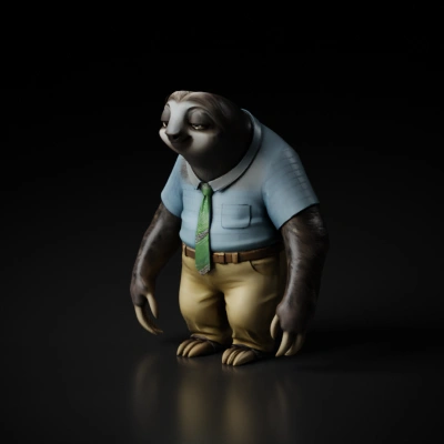 anthropomorphic sloth in clothes.
