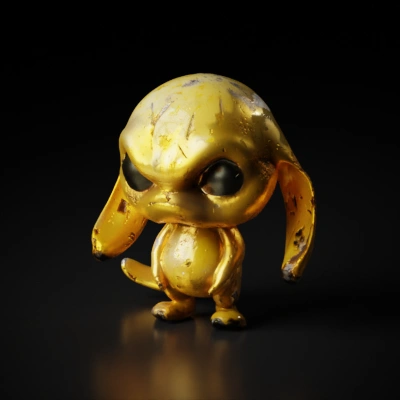 Creature, long ears, sad expression, distressed texture.