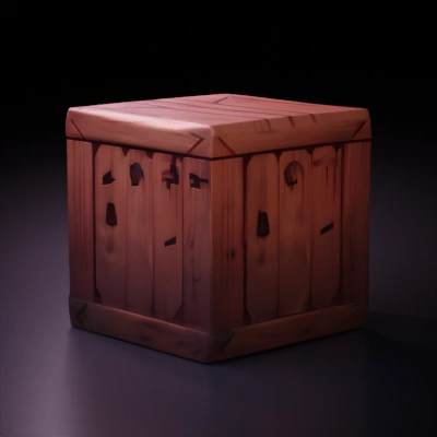 Wooden crate, sturdy, with weathered textures.