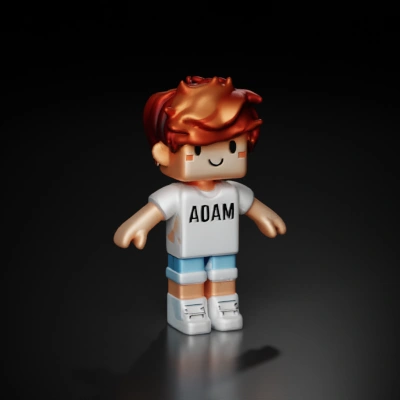 Cute stylized boy character with name on shirt.