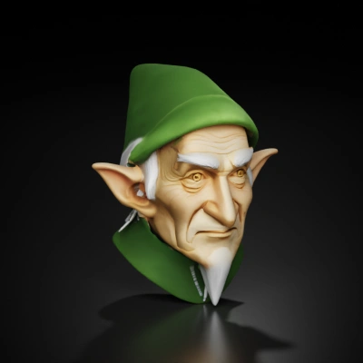 Fantasy goblin elder with pointy ears and wise expression.