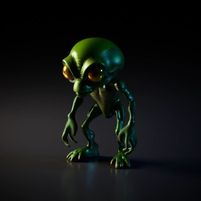 Alien creature with large eyes, humanoid features.