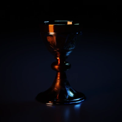 Decorated trophy with engraved figures.
