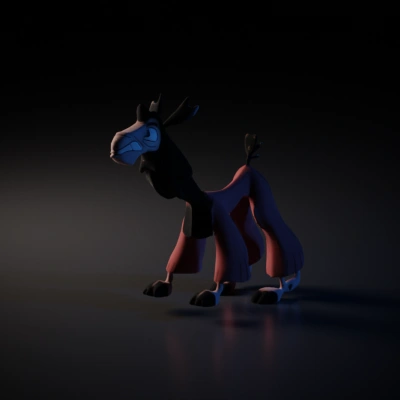 Llama wearing pants, animated character.