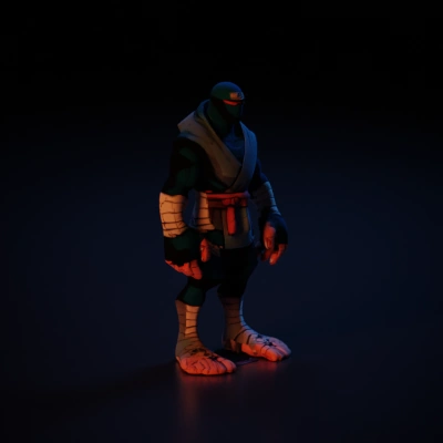Martial artist in tactical gear, masked face, muscular build.