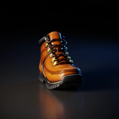 Brown hiking boot with laces.