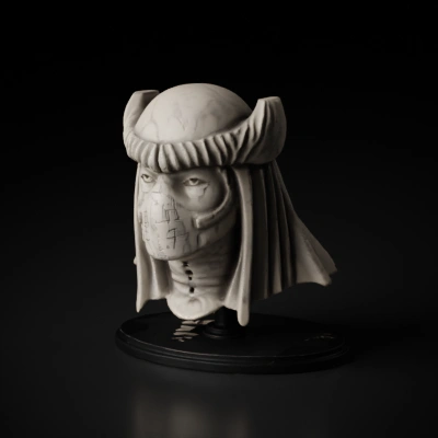 Mysterious warrior bust.