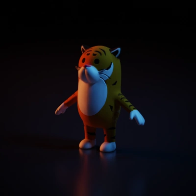 Tiger-inspired cartoon character, standing upright.