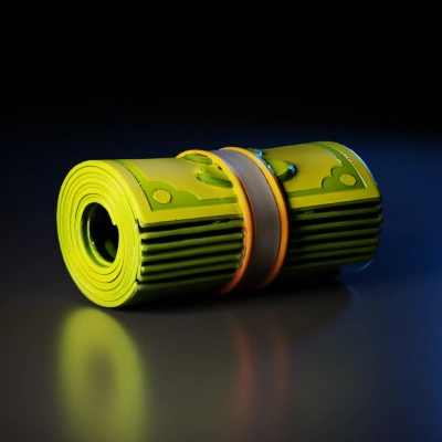 Roll of green money.