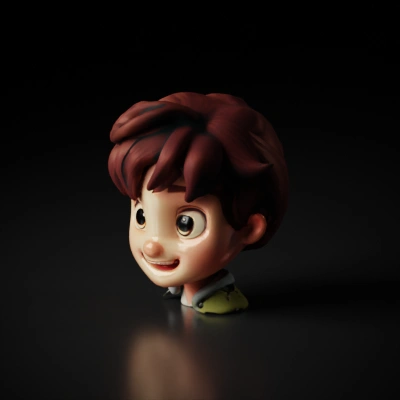 Young boy character, cheerful expression, animated design.