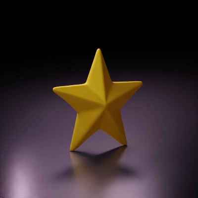 Five-pointed star, three-dimensional design.