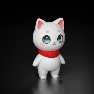 Cute cartoon cat with scarf.