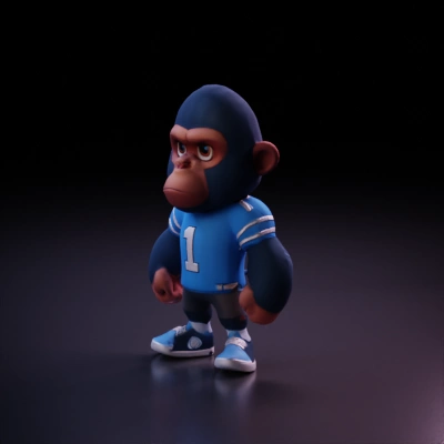 Cartoon gorilla in sports attire.