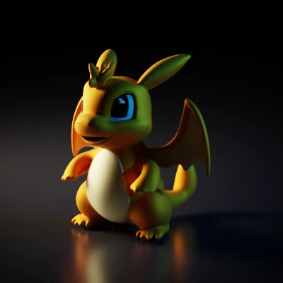 Adorable charizard with wings 3d render #adorable pets with big eyes style#.