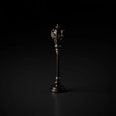 Ornate ceremonial staff with intricate decorations and motifs.