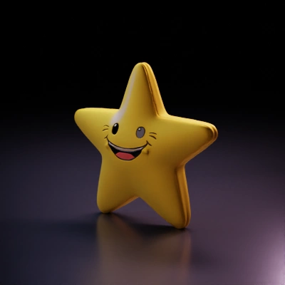 Smiling cartoon star with facial features.