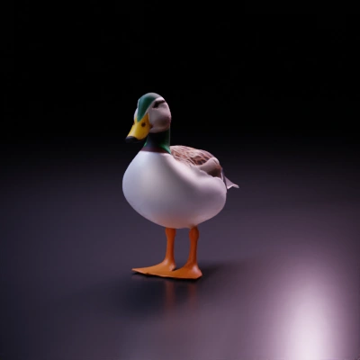 Duck, realistic depiction, standing, side view.