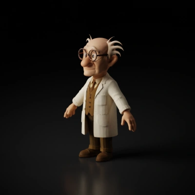 cartoon old scientist character.
