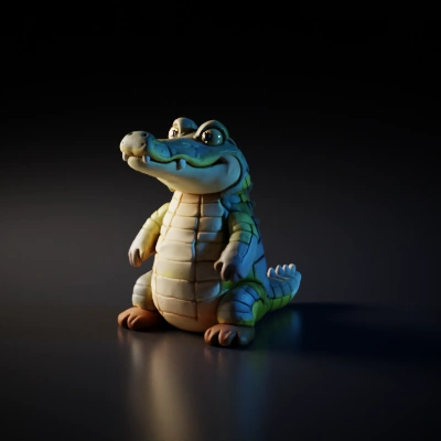 A cute cartoon crocodile figurine.