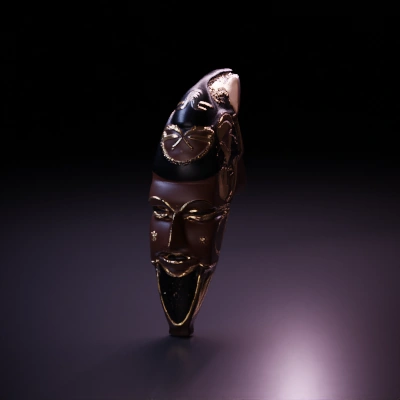 Traditional tribal mask with intricate carvings.