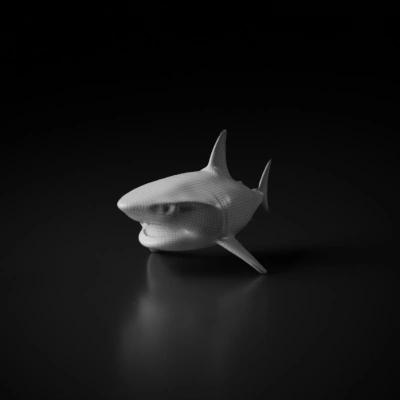 Ferocious shark, lifelike depiction, apex predator.