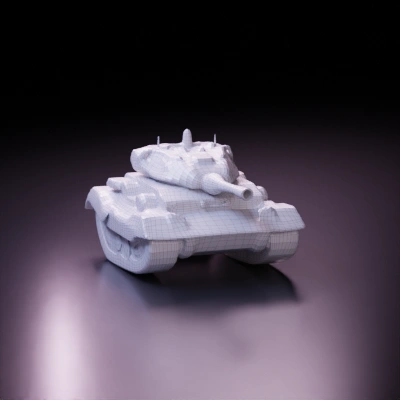 Military tank with heavy armor, large cannon.