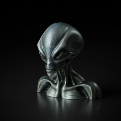 Humanoid alien, large eyes, elongated head.