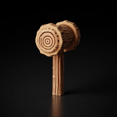 Wooden mallet, flat solid colors