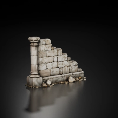 Ancient stone wall ruins.