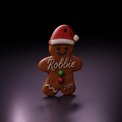 Gingerbread man Christmas ornament with name.