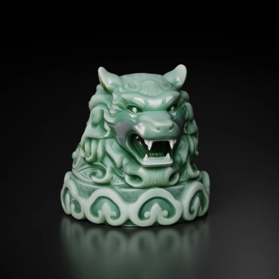mythical jade dragon sculpture.
