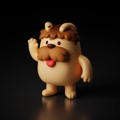 cartoon dog character waving.