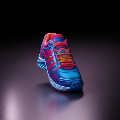 Stylized sneaker, futuristic design, sportswear.