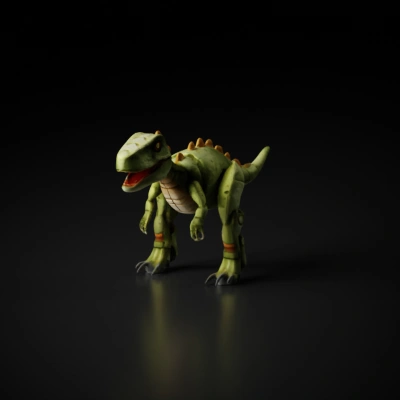 Robot dinosaur toy with mechanical joints.
