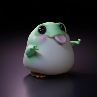 Cute round frog sticking out tongue.
