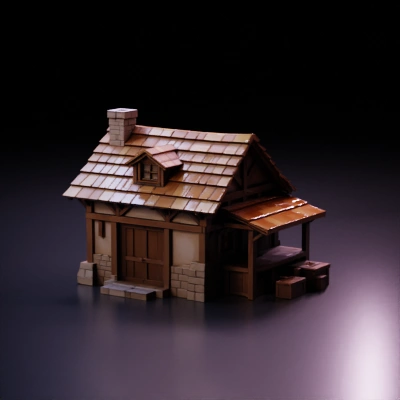 A small wooden cottage.