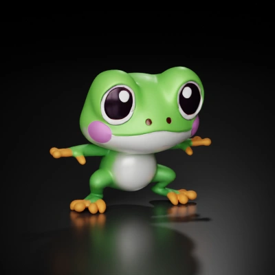 Cute animated frog character.