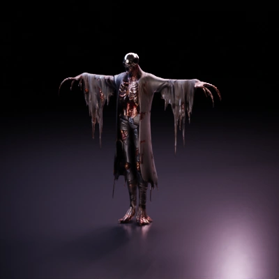 Undead skeleton monster with tattered cloak.